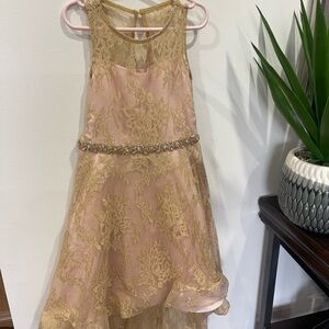 Rare Editions Gold A-line Halter Dress